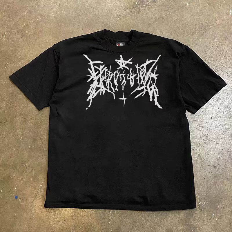 Japanese Brand Black Loose Printed Street Short Sleeve T-Shirt Size US L / EU 52-54 / 3 - 1 Thumbnail