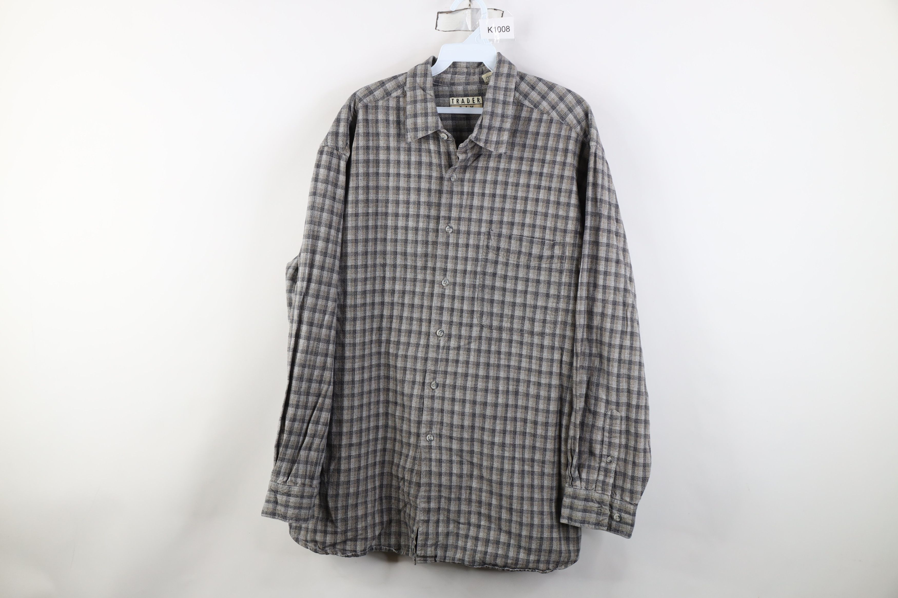 Vintage Vintage 90s Streetwear Knit Collared Button Shirt Plaid Size US XL / EU 56 / 4 - 1 Thumbnail