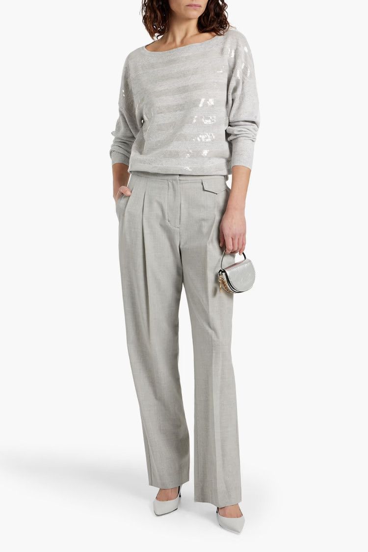 Brunello Cucinelli o1y0825 Sweater in Light Gray Size M / US 6-8 / IT 42-44 - 2 Thumbnail