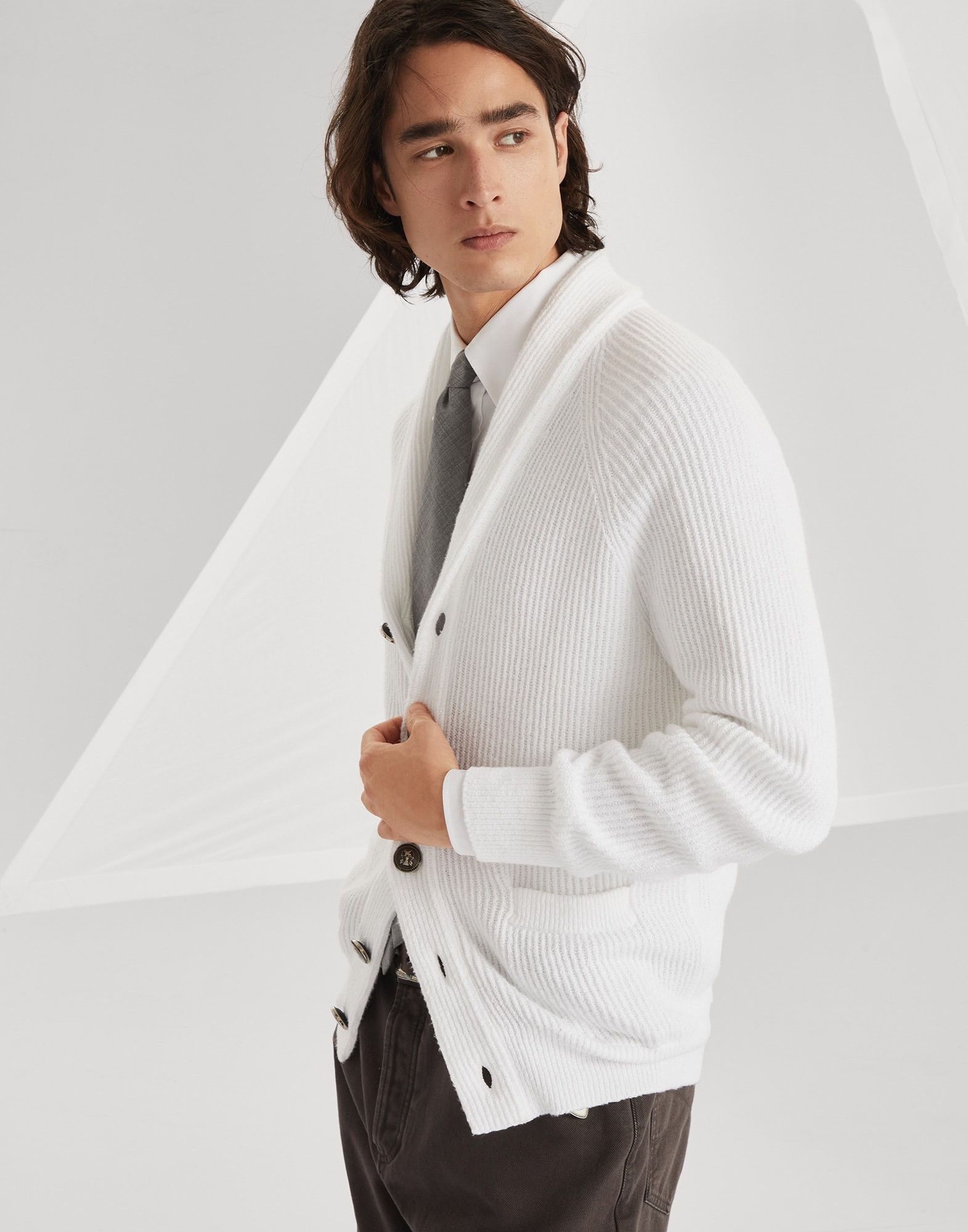 Brunello Cucinelli o1w1db10326 Cardigan in White Size US S / EU 44-46 / 1 - 5 Thumbnail