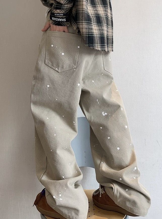 Japanese Brand × Vintage Avant garde reverse front all-over paint splatter pants Size US 29 - 4 Thumbnail