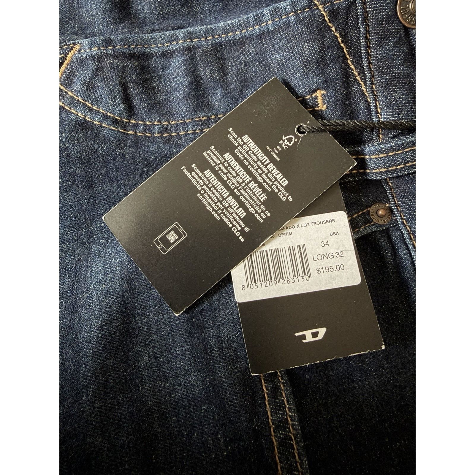 Diesel Diesel Mens Safado Straight Jeans RE065 Blue $195 Size 34/32 Size US 34 / EU 50 - 7 Thumbnail