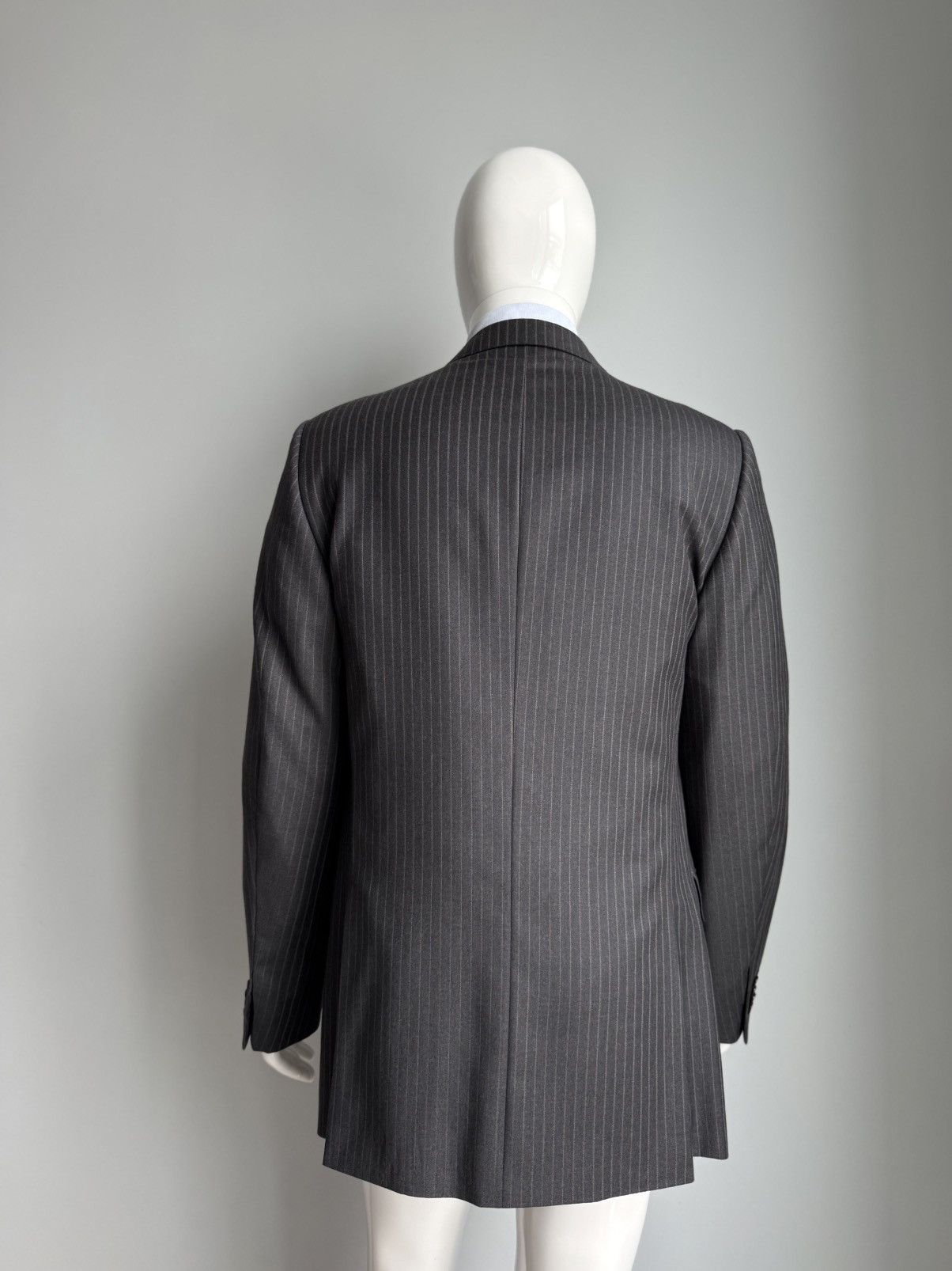 Ermenegildo Zegna Zegna Suit 3 Button Charcoal Pinstripe Wool Classic Fit Size 52L - 8 Thumbnail