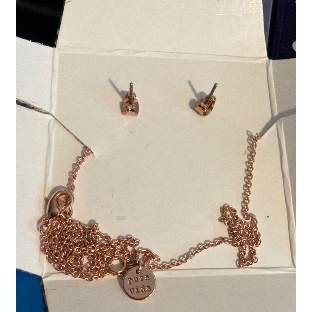 Other Pura Vida Rose Gold Wave Necklace & Stud Earrings Jewelry Se Size ONE SIZE - 4 Thumbnail