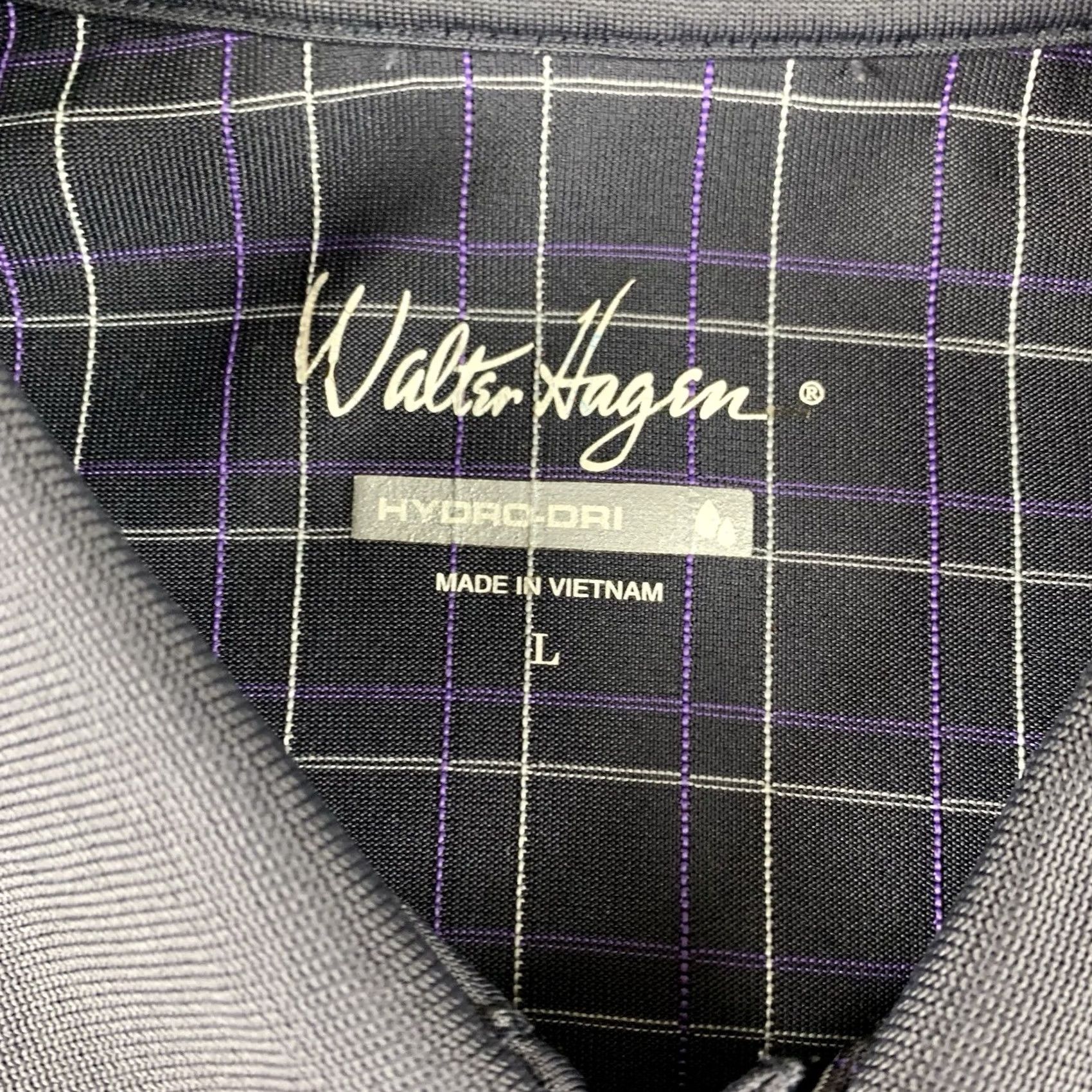 Vintage Walter Hagen Polo Golf Shirt Mens Large Gray check Polyester Short Sleeve Size US L / EU 52-54 / 3 - 2 Thumbnail
