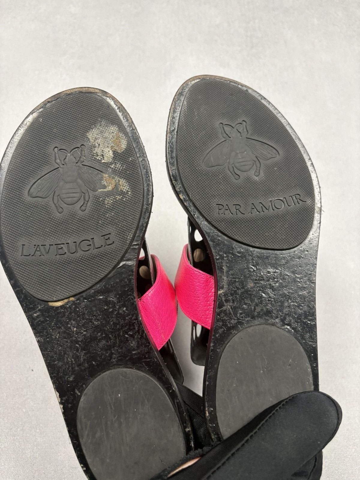 Gucci Gucci GG Marmont Thong Double G Leather Sandals Pink 36 Size US 6 / IT 36 - 3 Thumbnail