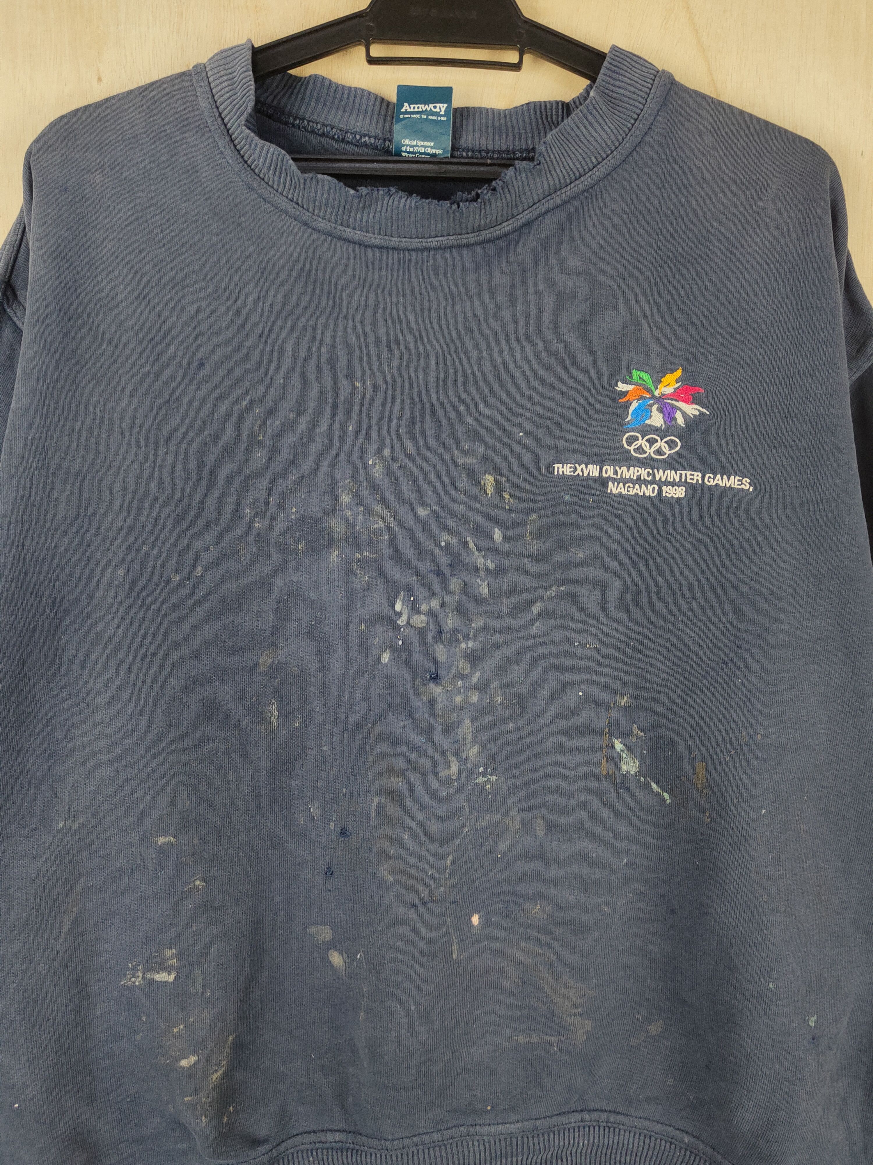 USA Olympics Olympic Winter Nagano 1998 vtg thrashed Sweatshirts #S2495 Size US XL / EU 56 / 4 - 2 Thumbnail