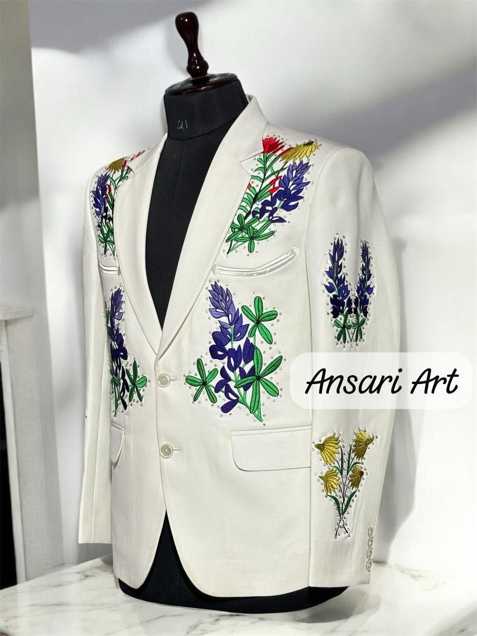 Other Men 2PC Customized floral embroidery western Nudie outfit Size 44S - 4 Thumbnail