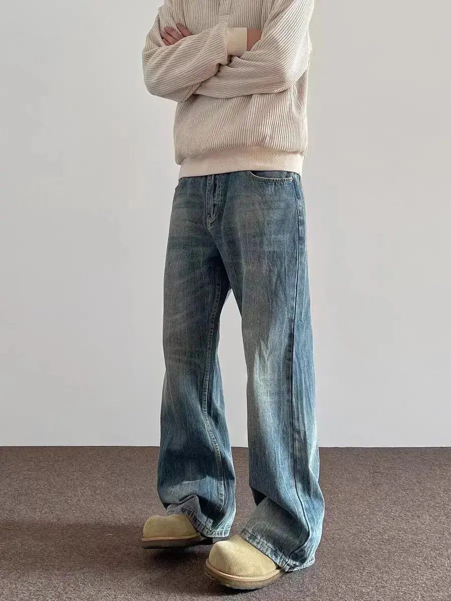 Japanese Brand High street Y2K washed and distressed baggy jeans Size US 32 / EU 48 - 4 Thumbnail