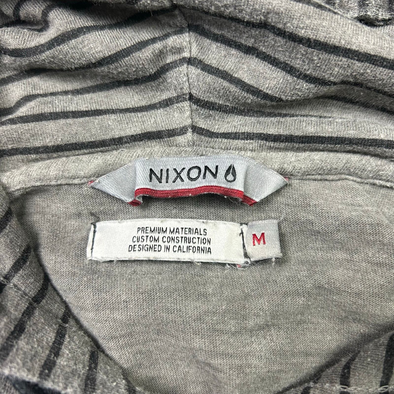 Nixon × Vintage Vintage Nixon Grey and Black Striped Thin Pullover Hoodie Size US M / EU 48-50 / 2 - 3 Thumbnail