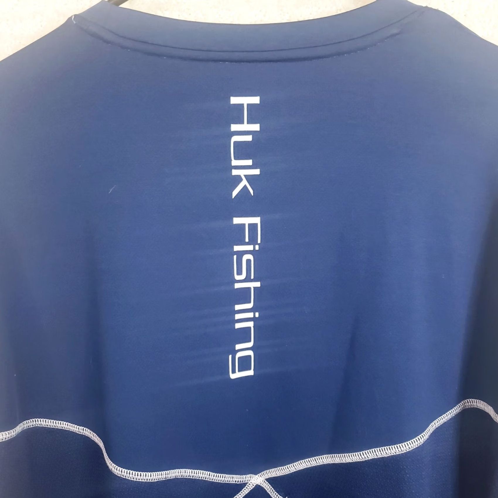 Vintage Huk Fishing Shirt Mens XXL Blue Long Sleeve Performance Stretch Sun Protection Logos Size US XXL / EU 58 / 5 - 7 Thumbnail