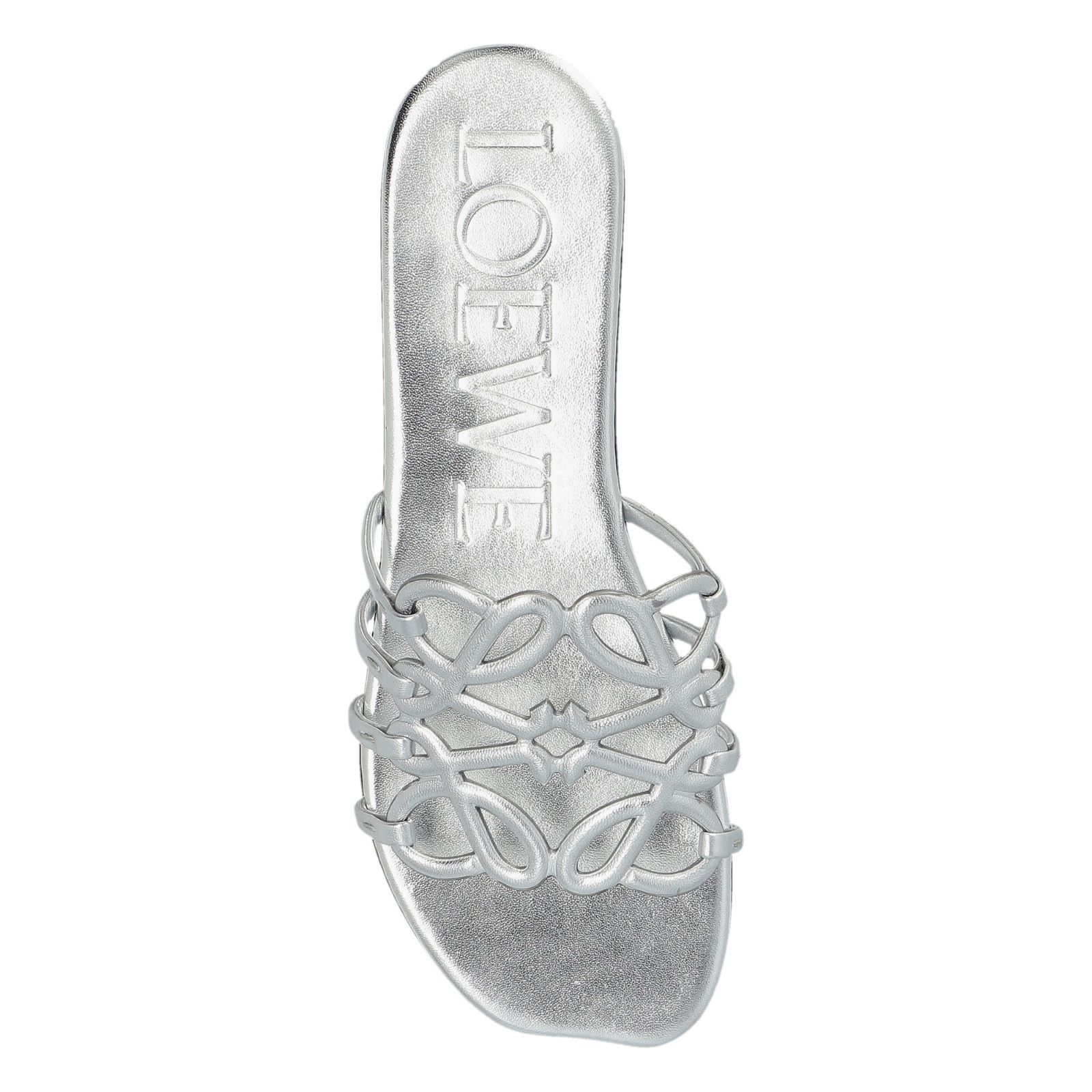 Loewe LOEWE Petal Anagram Silver Leather Slides New & Authentic (W Size US 8 / IT 38 - 4 Thumbnail