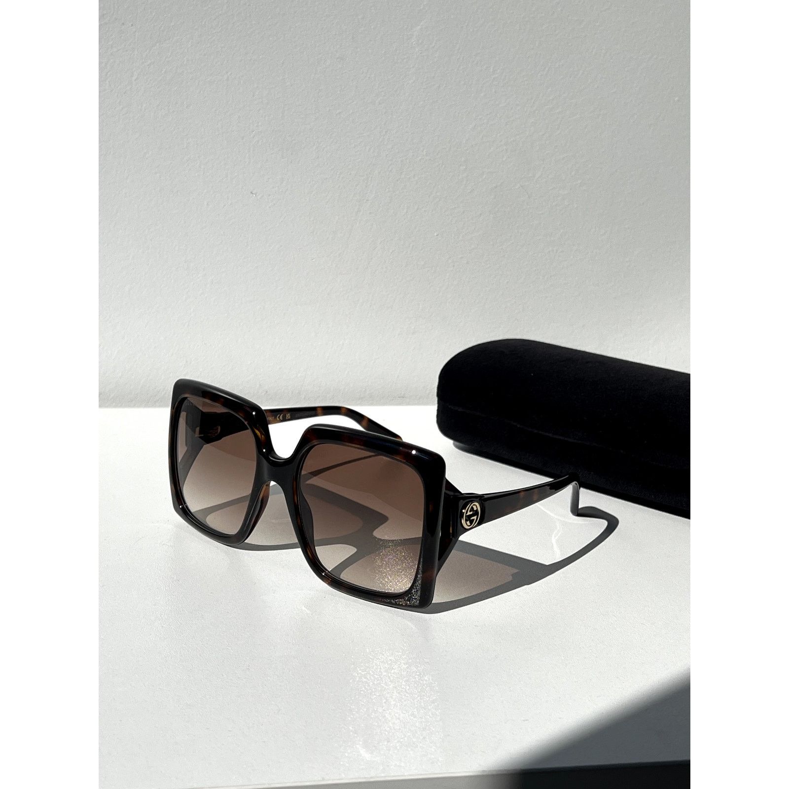 Gucci NEW Gucci GG0876S Havana Brown Square Oversized Sunglasses Size ONE SIZE - 3 Thumbnail