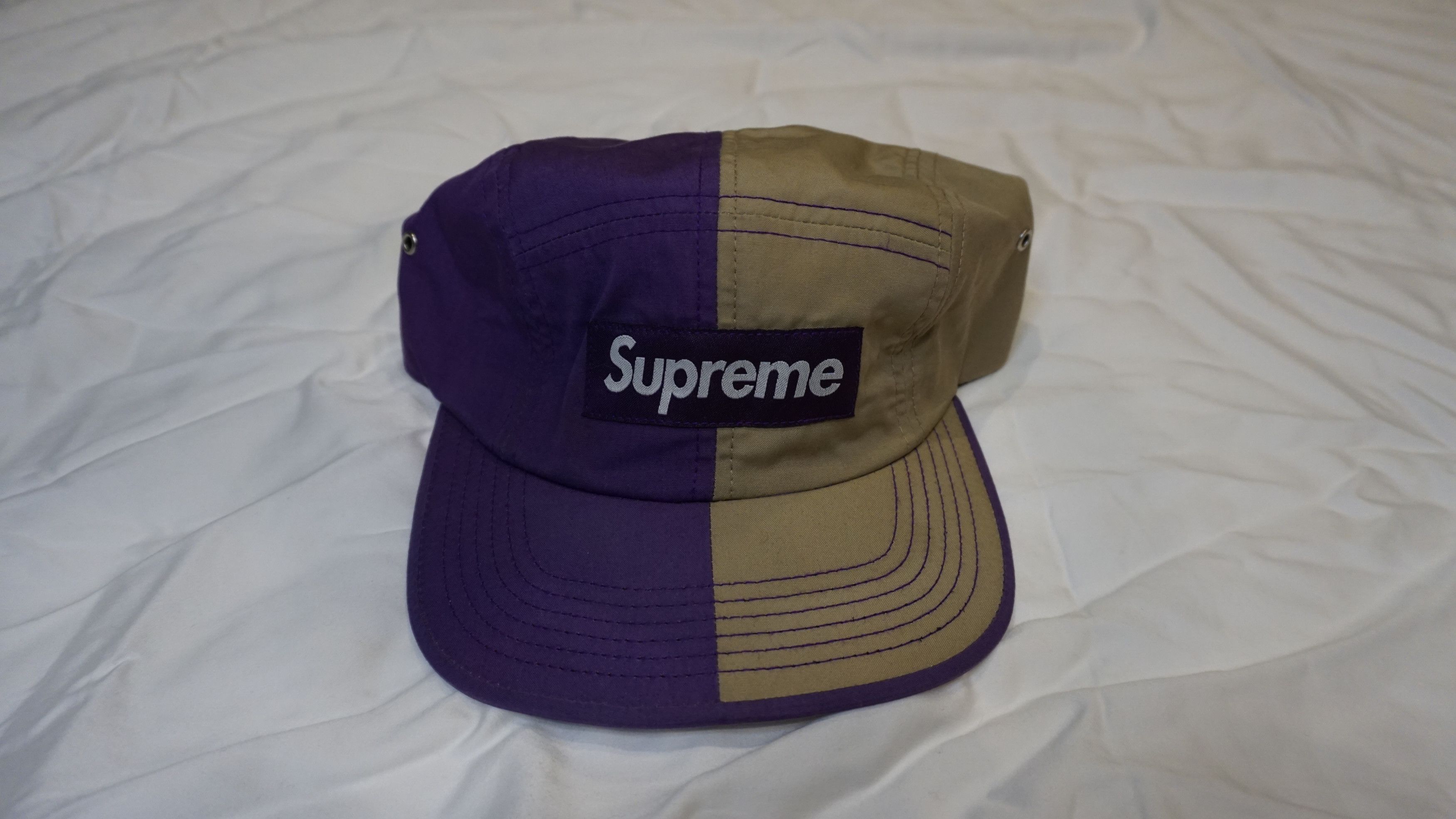 Supreme Supreme Box Logo Split 5 Panel Hat Purple & Tan Size ONE SIZE - 1 Thumbnail