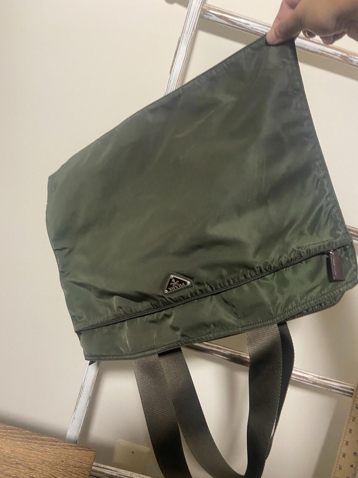 Prada Prada dark green brown nylon flat hand shoulder tote bag Size ONE SIZE - 4 Thumbnail
