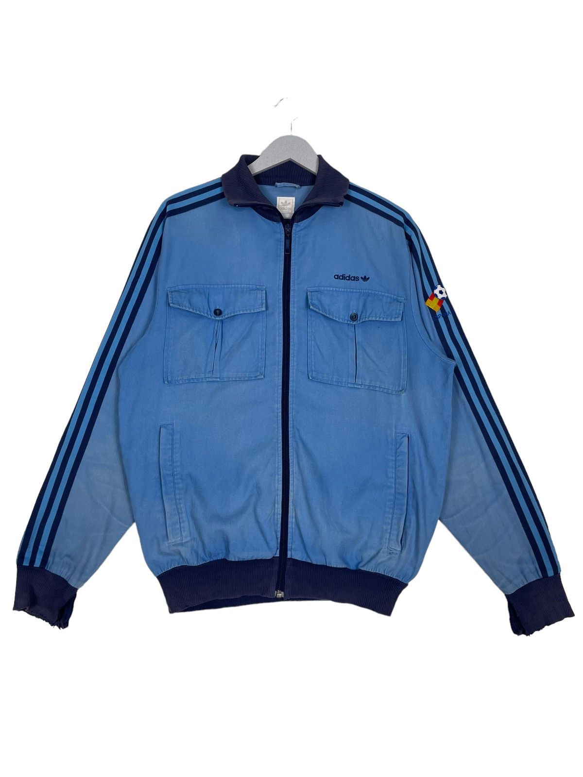 Adidas × Vintage 💥ADIDAS TRAINER BLUE STRIPE DOUBLE POCKET Size US L / EU 52-54 / 3 - 2 Thumbnail