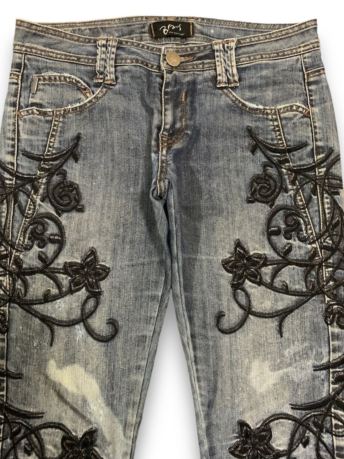 Bray Steve Alan Bray Steve Alan Embroidered Acid Wash Low Rise Skinny Jeans Size US 30 / EU 46 - 6 Thumbnail