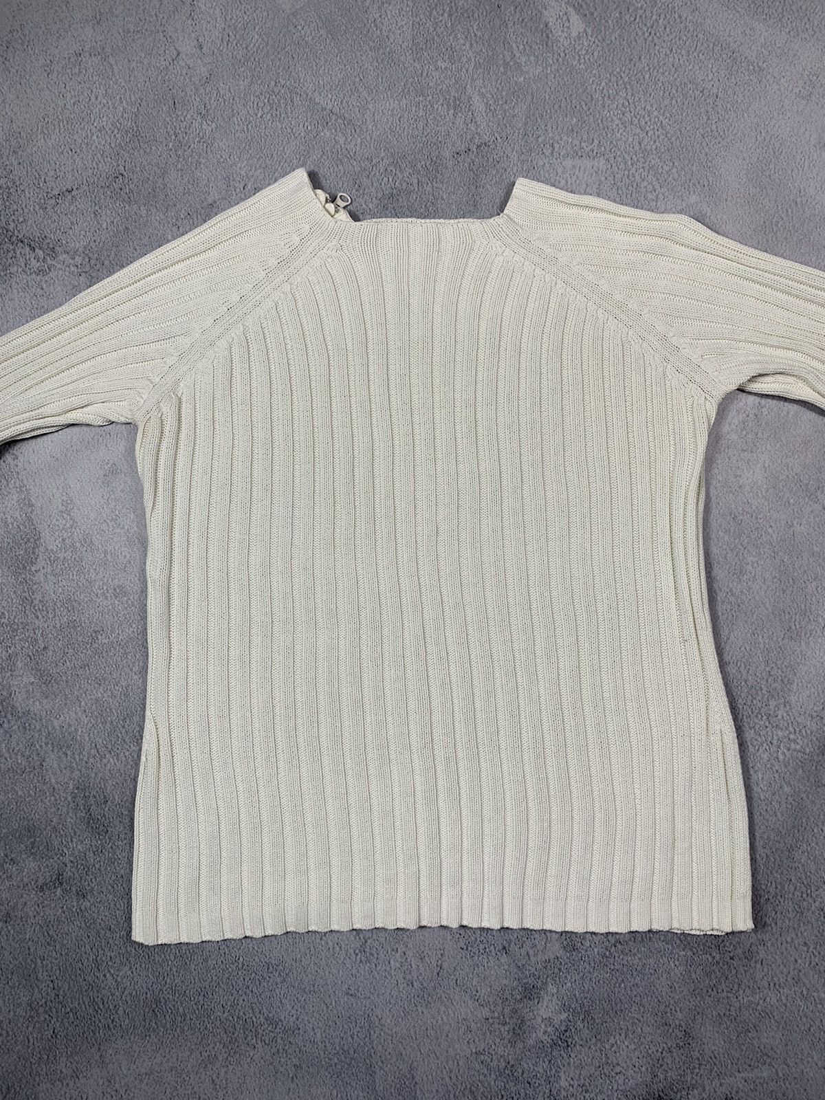 Japanese Brand Vintage Y2K Avant Garde 1/4 zip ribbed tailored sweater L Size L / US 10 / IT 46 - 6 Thumbnail