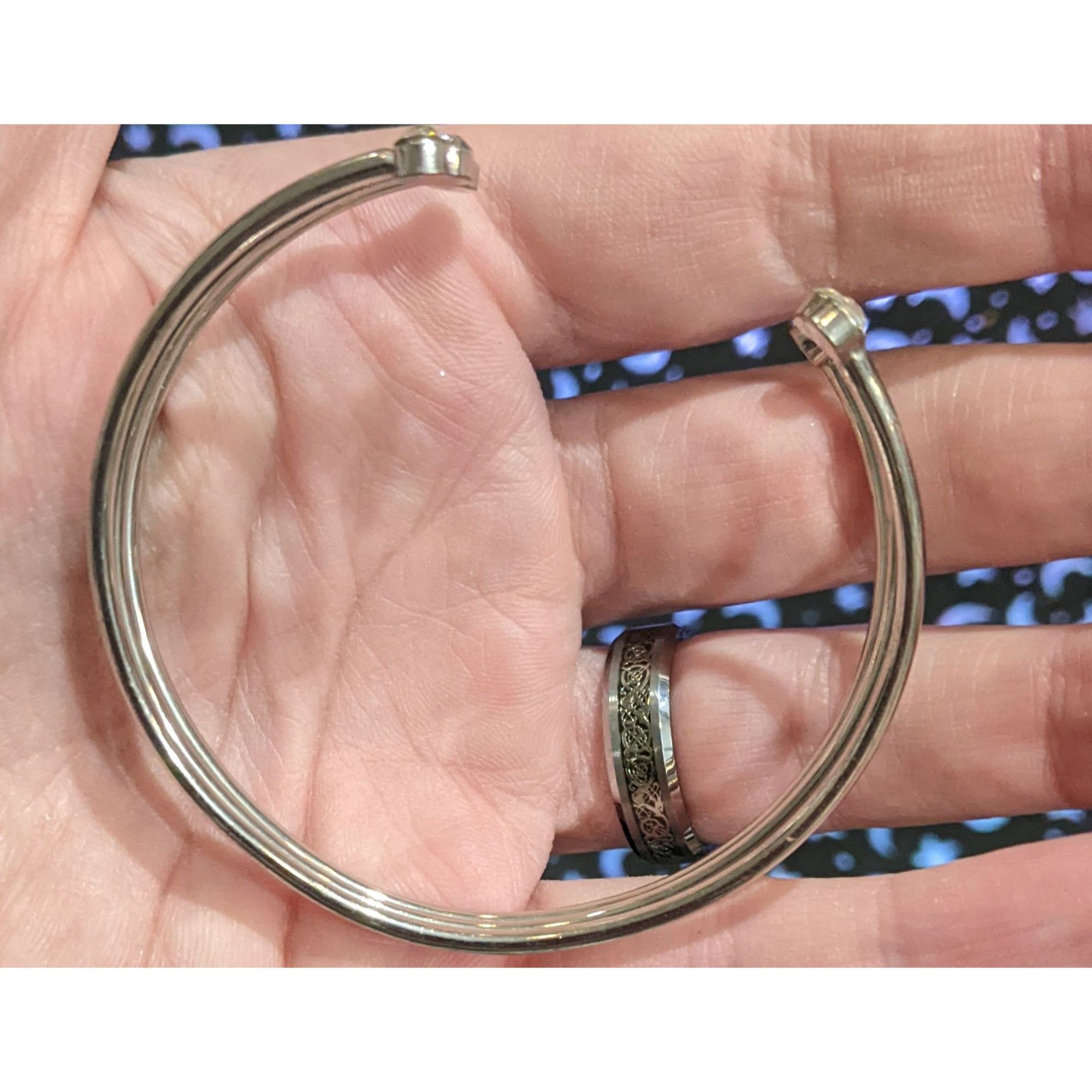 Other Silver Rhinestone Open Cuff Bangle Bracelet Size ONE SIZE - 8 Thumbnail