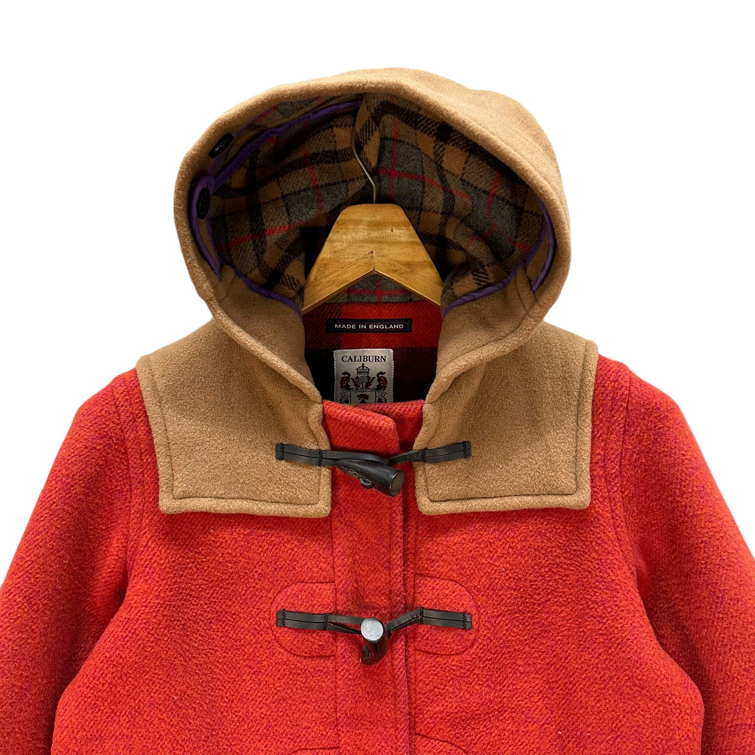 Vintage CALIBURN Made in England Orange Wool Coat Jacket #A54-1247 Size US S / EU 44-46 / 1 - 2 Thumbnail