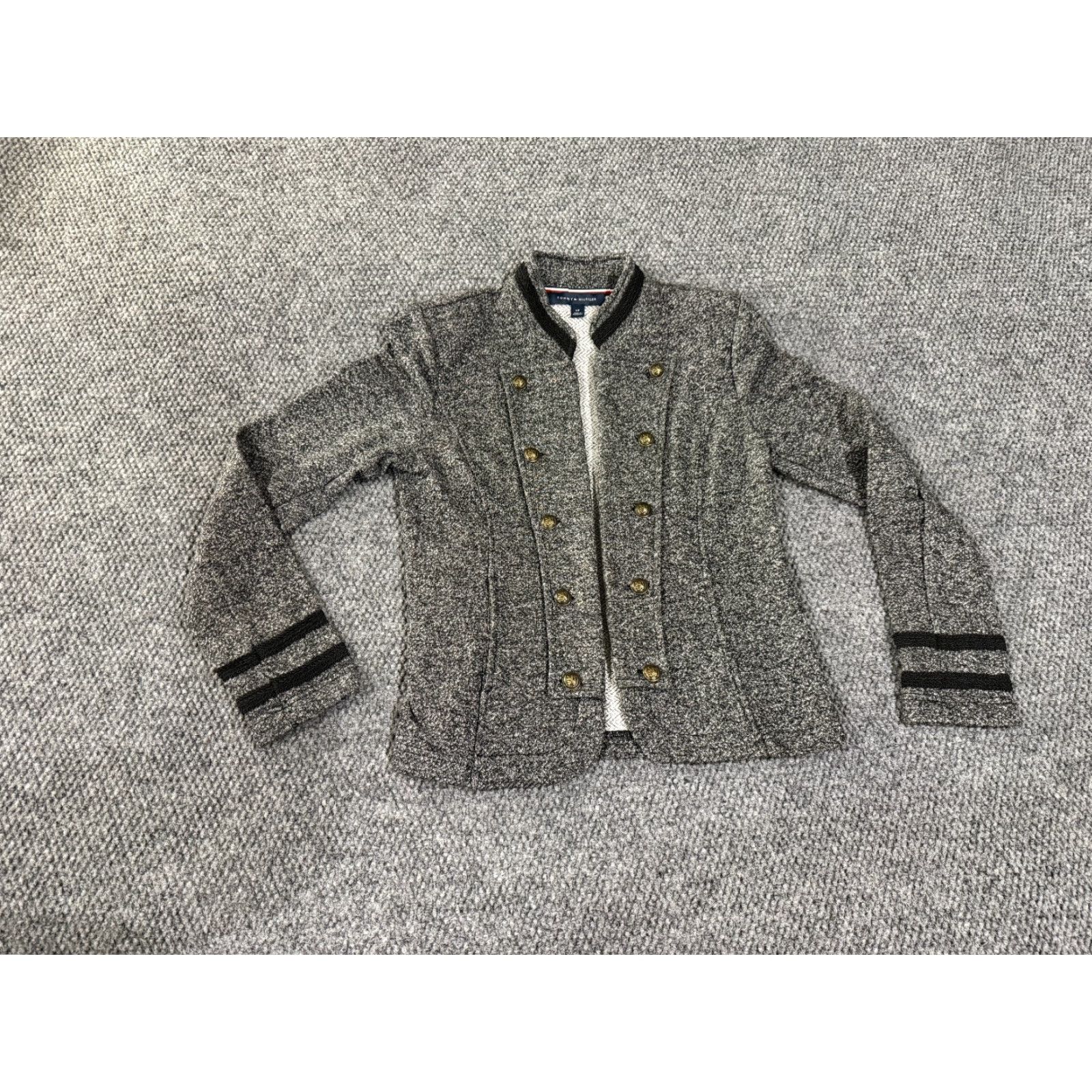 Tommy Hilfiger Tommy Hilfiger Jacket Womens Small Gray Button Front Knit Military Style Casual Size S / US 4 / IT 40 - 2 Thumbnail