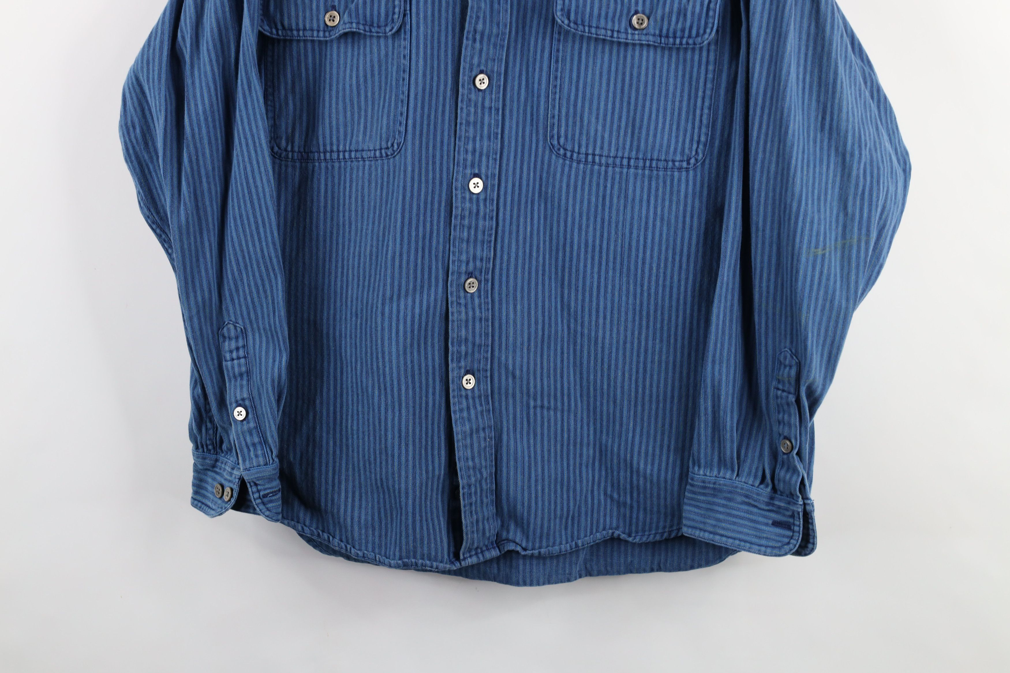 Vintage Vintage 90s Streetwear Denim Striped Button Shirt Blue Size US M / EU 48-50 / 2 - 3 Thumbnail