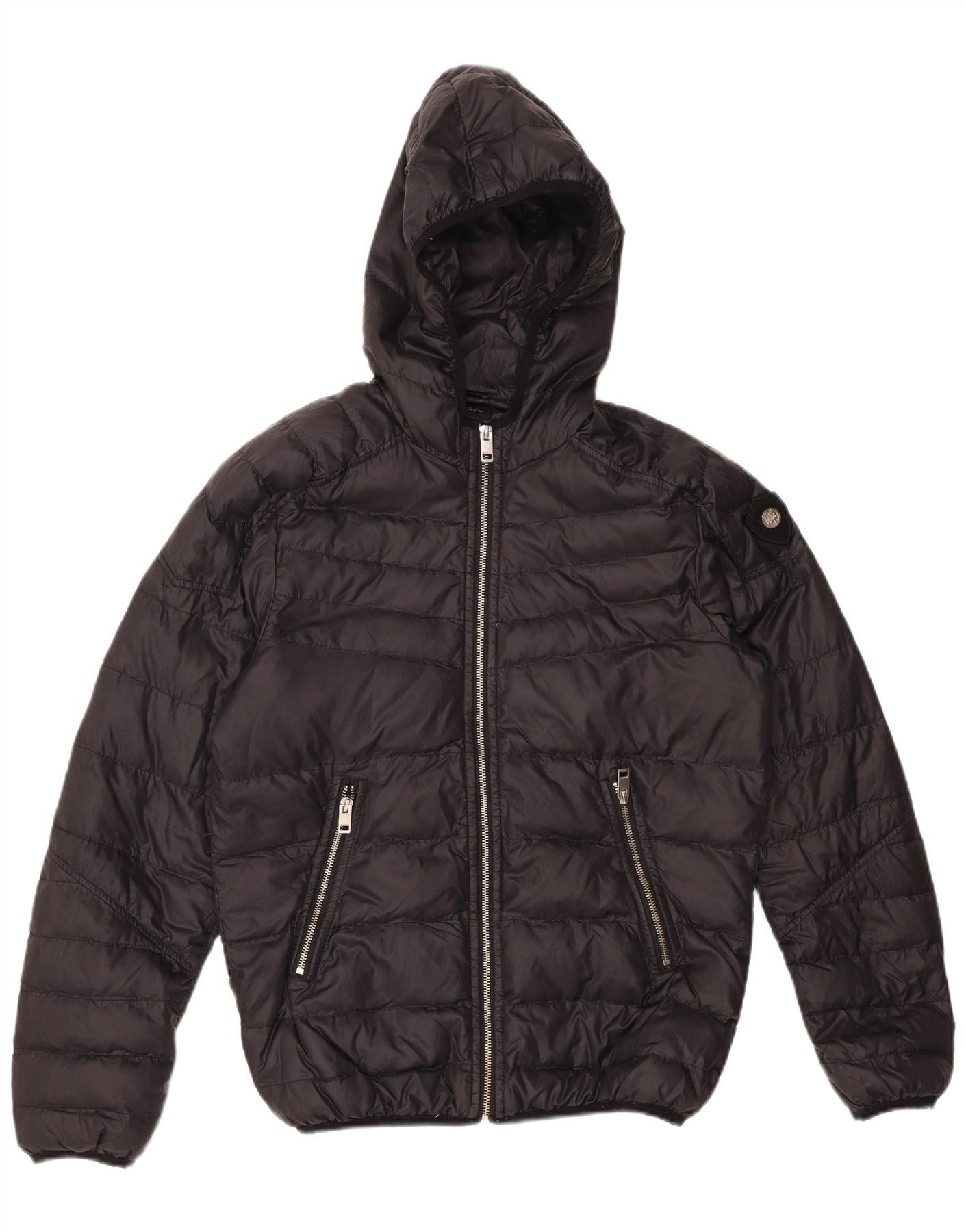 Diesel Mens Hooded Padded Jacket UK 36 Small Black Nylon Size US M / EU 48-50 / 2 - 1 Thumbnail