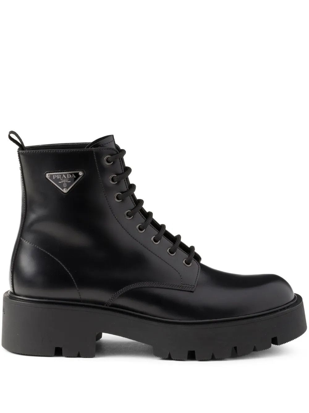 logo plaque leather combat boots