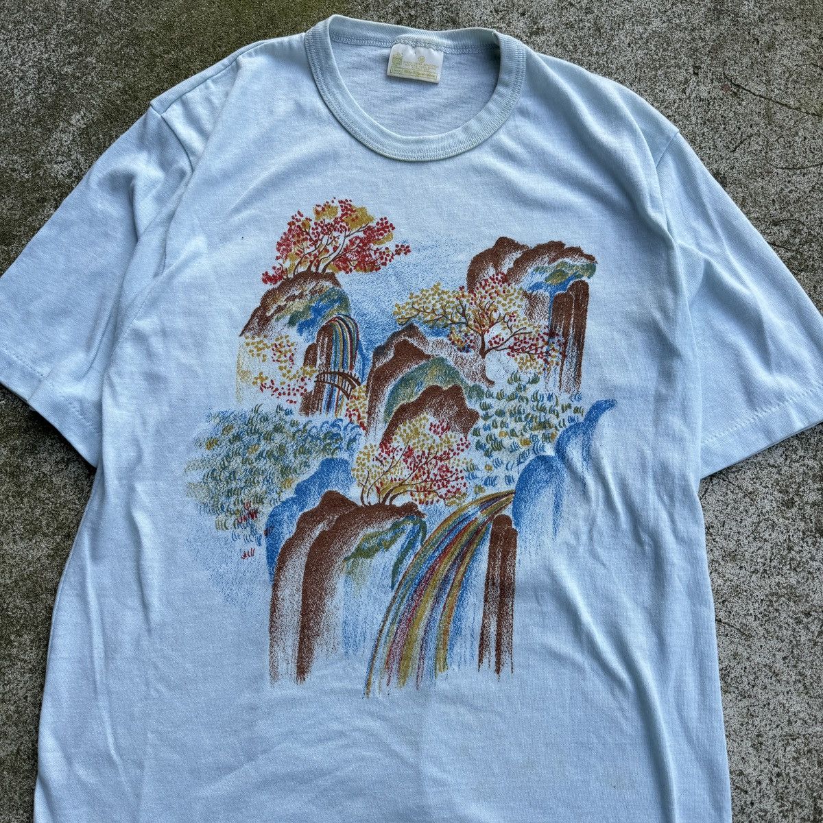 Vintage 70s Sears Waterfall Print Art Tee RRL Bode ERD ERL Size US M / EU 48-50 / 2 - 6 Thumbnail