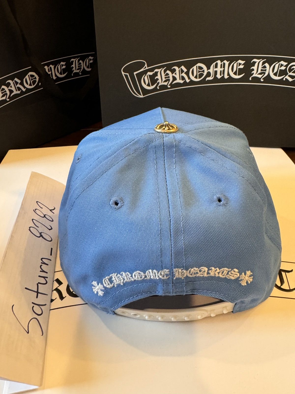 Chrome hearts hat ch baseball 5 panel blue white
