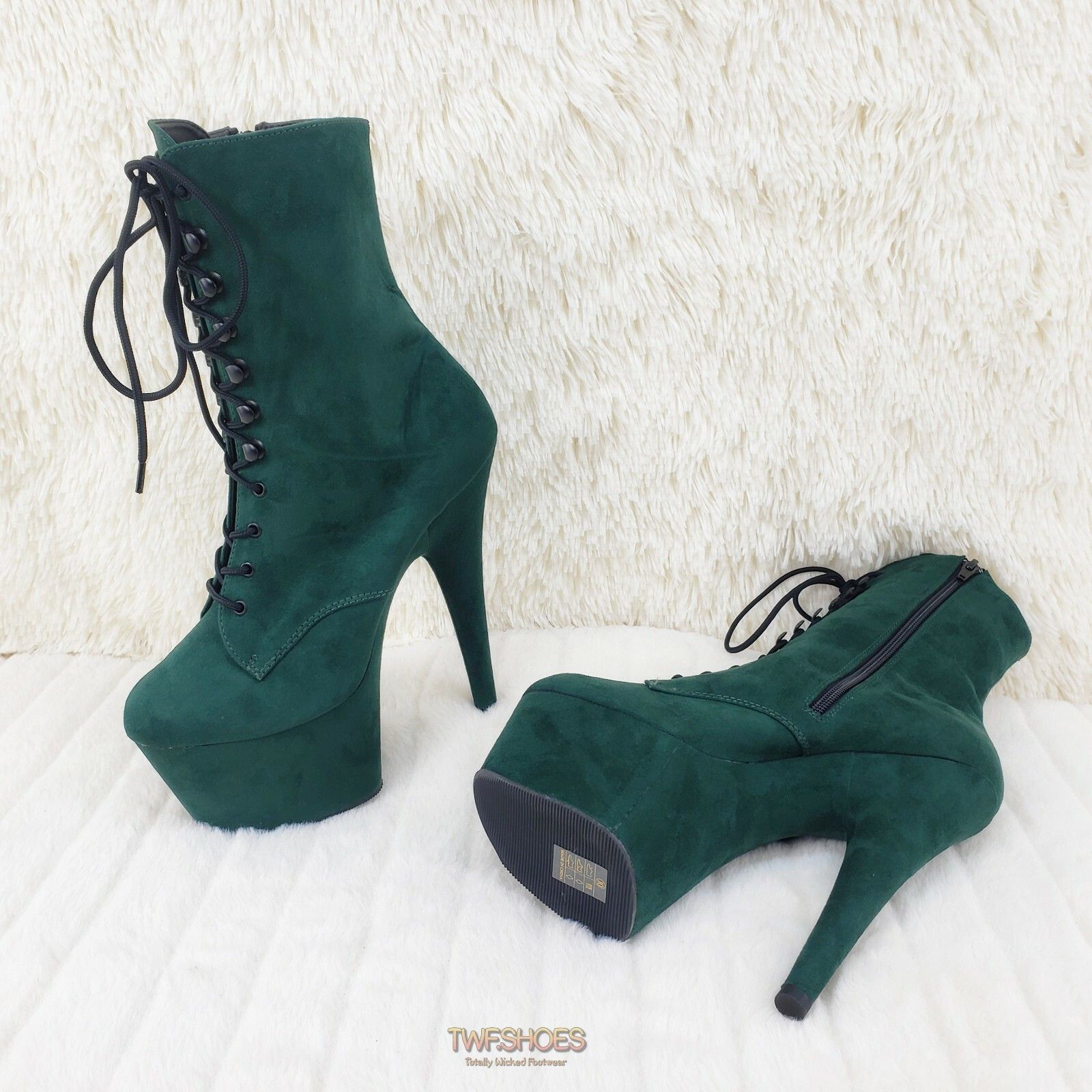 Other Adore 1020FS Emerald Green V-Suede Platform 7" Heel Ankle Bo Size US 12 / IT 42 - 5 Thumbnail