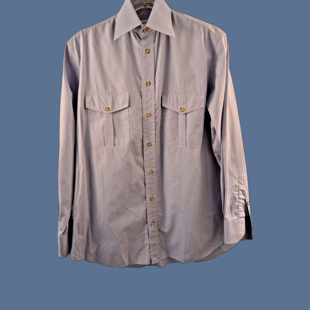 Vintage Paslo Gennari Firenze Button Shirt Men's Italy Blue XL Cotton Shirt Size US XL / EU 56 / 4 - 1 Thumbnail