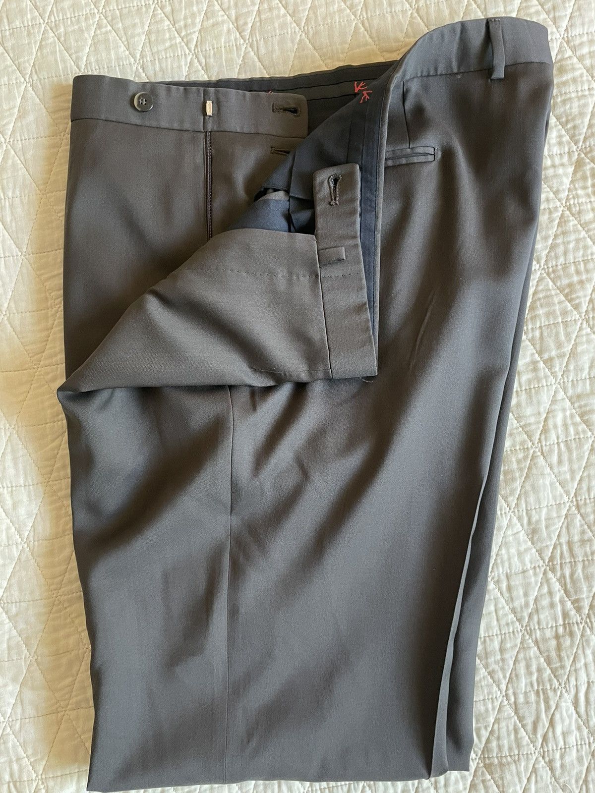 Isaia Aquaspider Wool Flat Front Trouser Size 38R - 2 Thumbnail