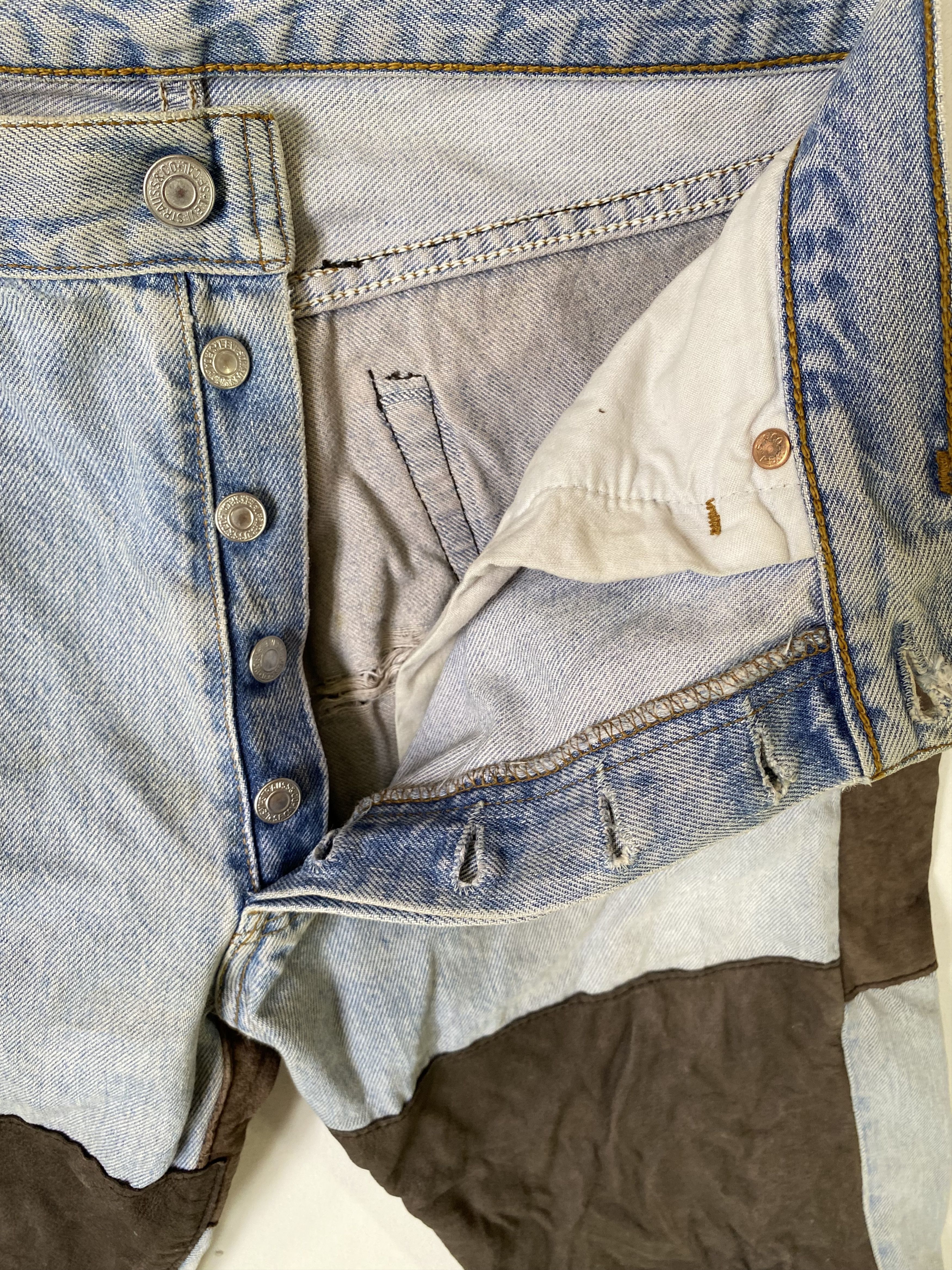 Levi's × Vintage 90s Levis 501 custom leather jeans Size US 30 / EU 46 - 10 Thumbnail