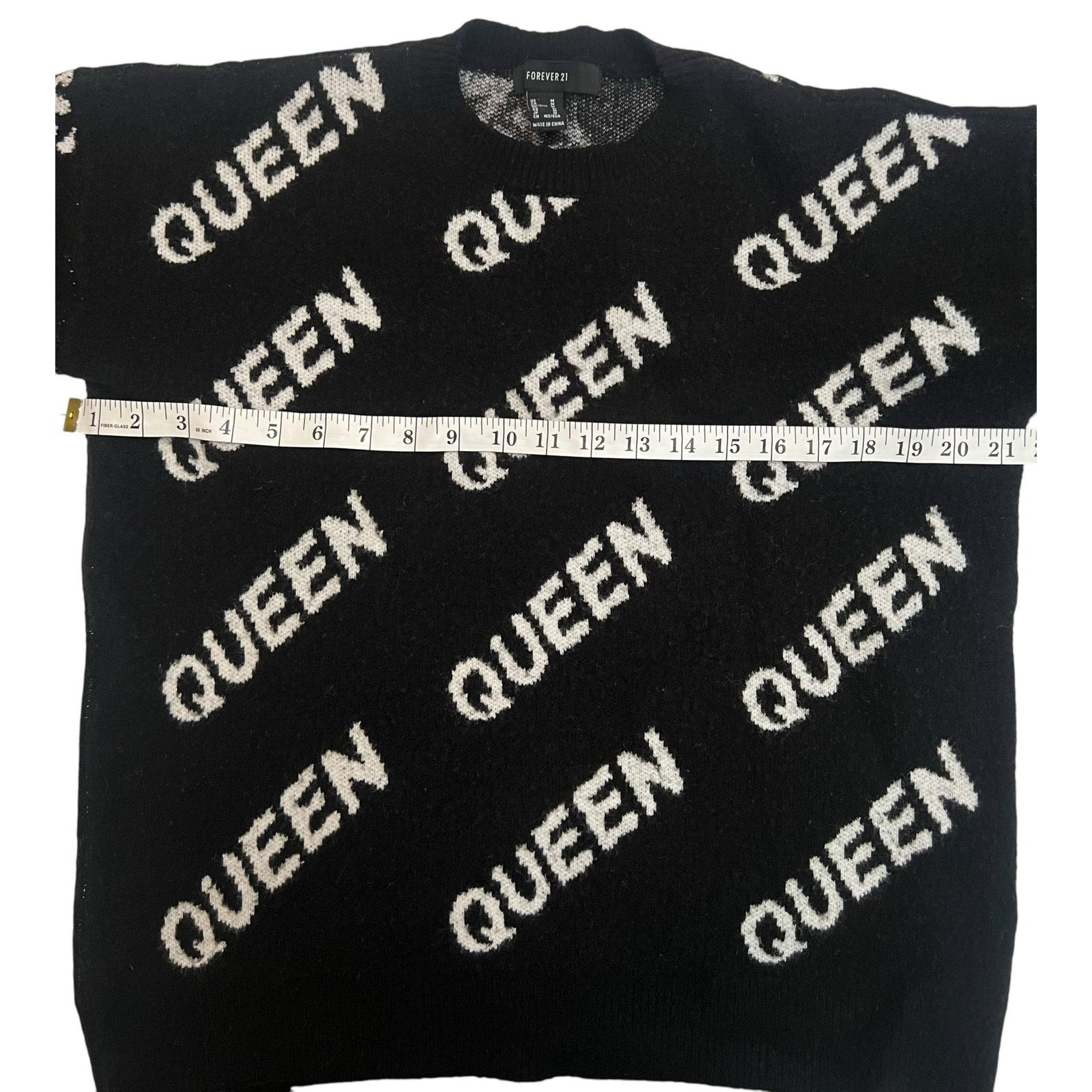 Forever 21 Forever 21 QUEEN Black Sweater Woman’s Med Pullover Crewneck Size M / US 6-8 / IT 42-44 - 12 Thumbnail