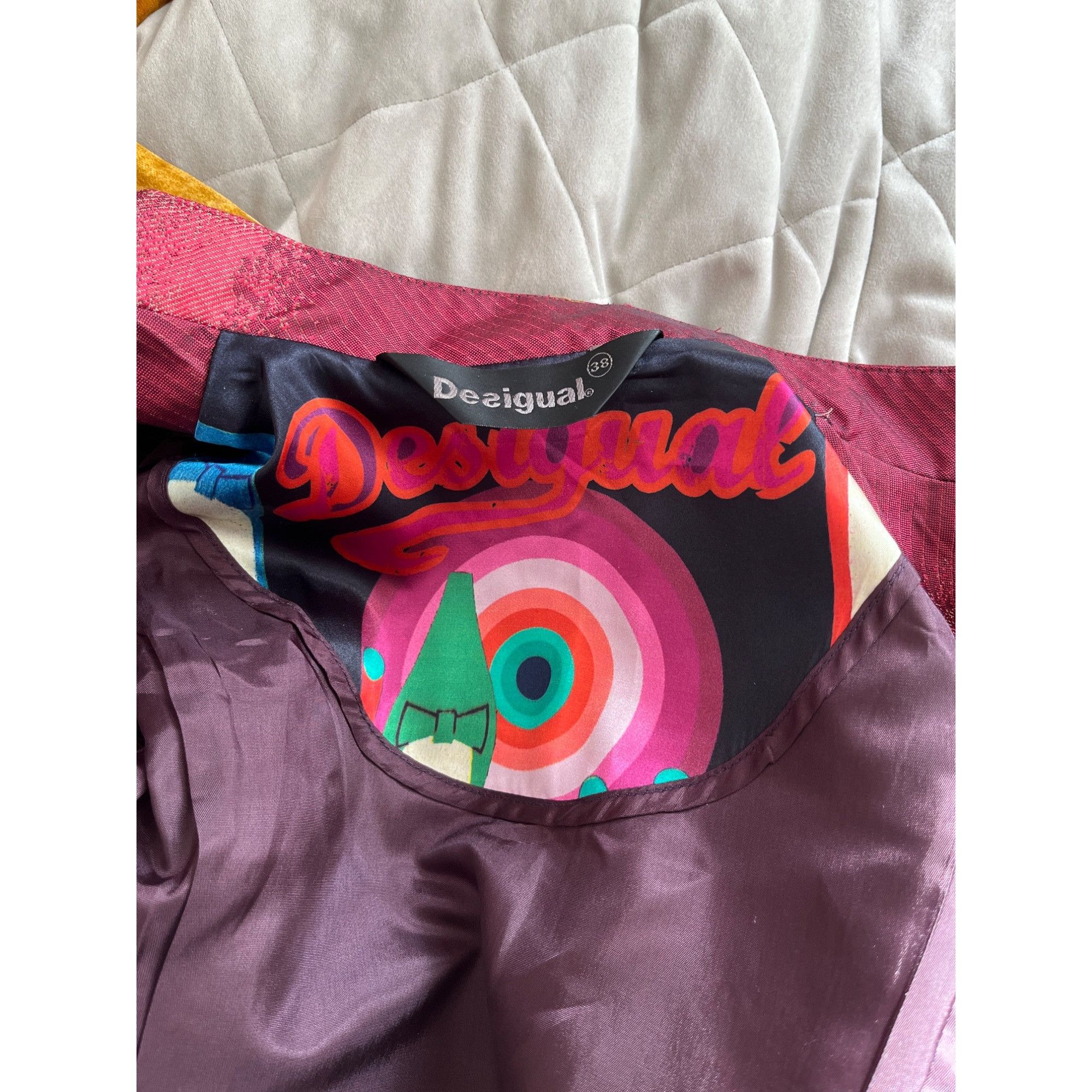 Desigual DESIGUAL size EU38 ( runs smaller) pink colorful coat Size XS / US 0-2 / IT 36-38 - 6 Thumbnail
