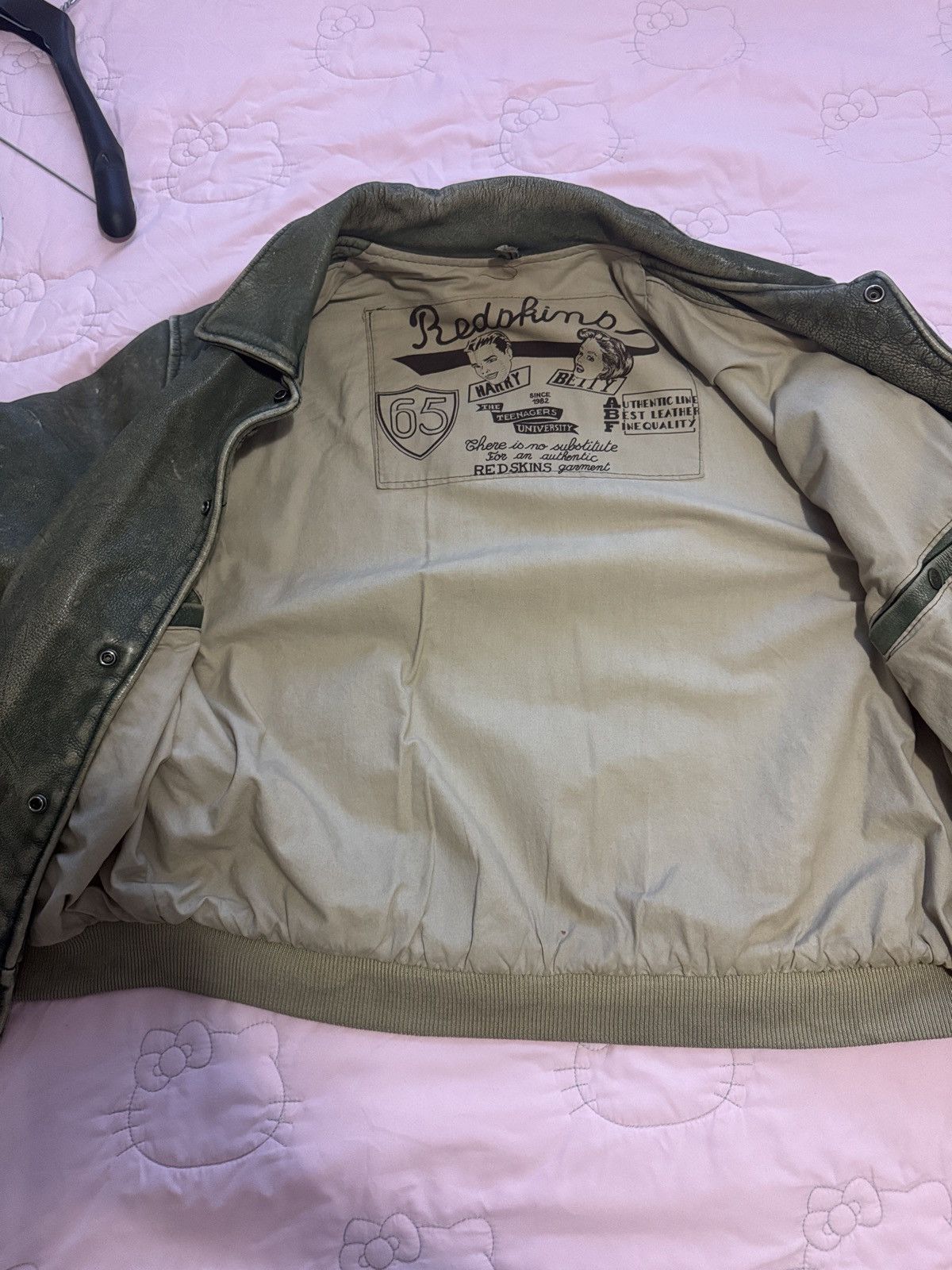 NFL Vintage Redskins Paris Green Leather Varsity Baseball Jacket Size US XL / EU 56 / 4 - 9 Thumbnail