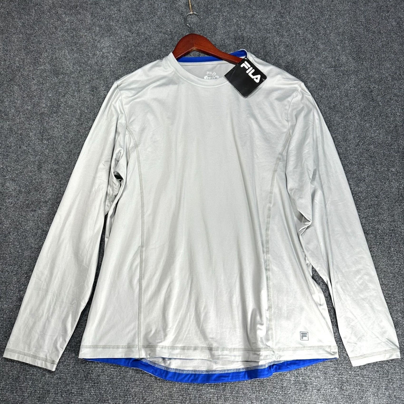 Fila FILA Performance Wicking Top Mens T Shirt XXL NEW W Tag Gray Blue Long Sleeve Size US XXL / EU 58 / 5 - 6 Thumbnail