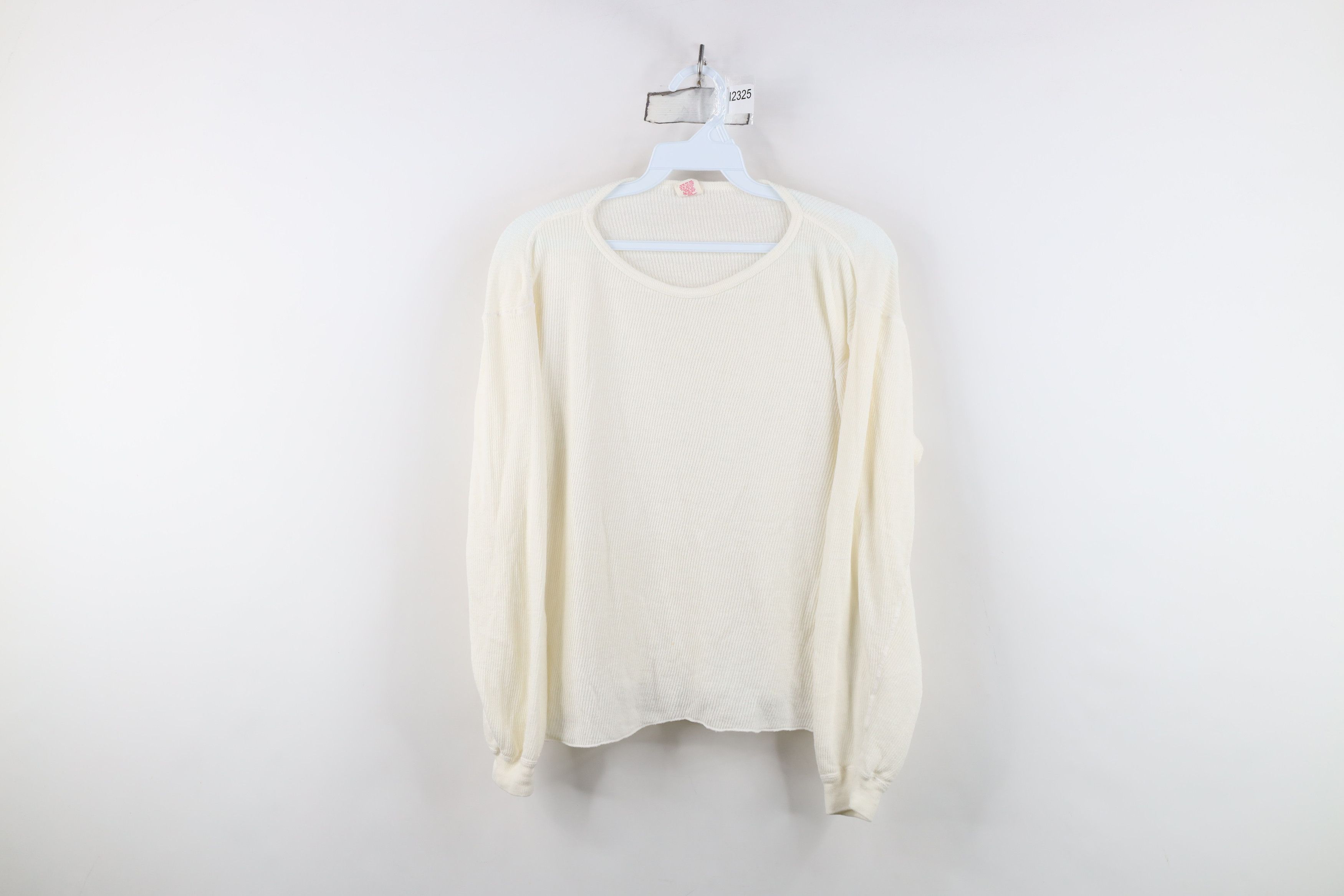 Vintage Vintage 70s Streetwear Thermal Waffle Knit T-Shirt White USA Size XL / US 12-14 / IT 48-50 - 1 Thumbnail