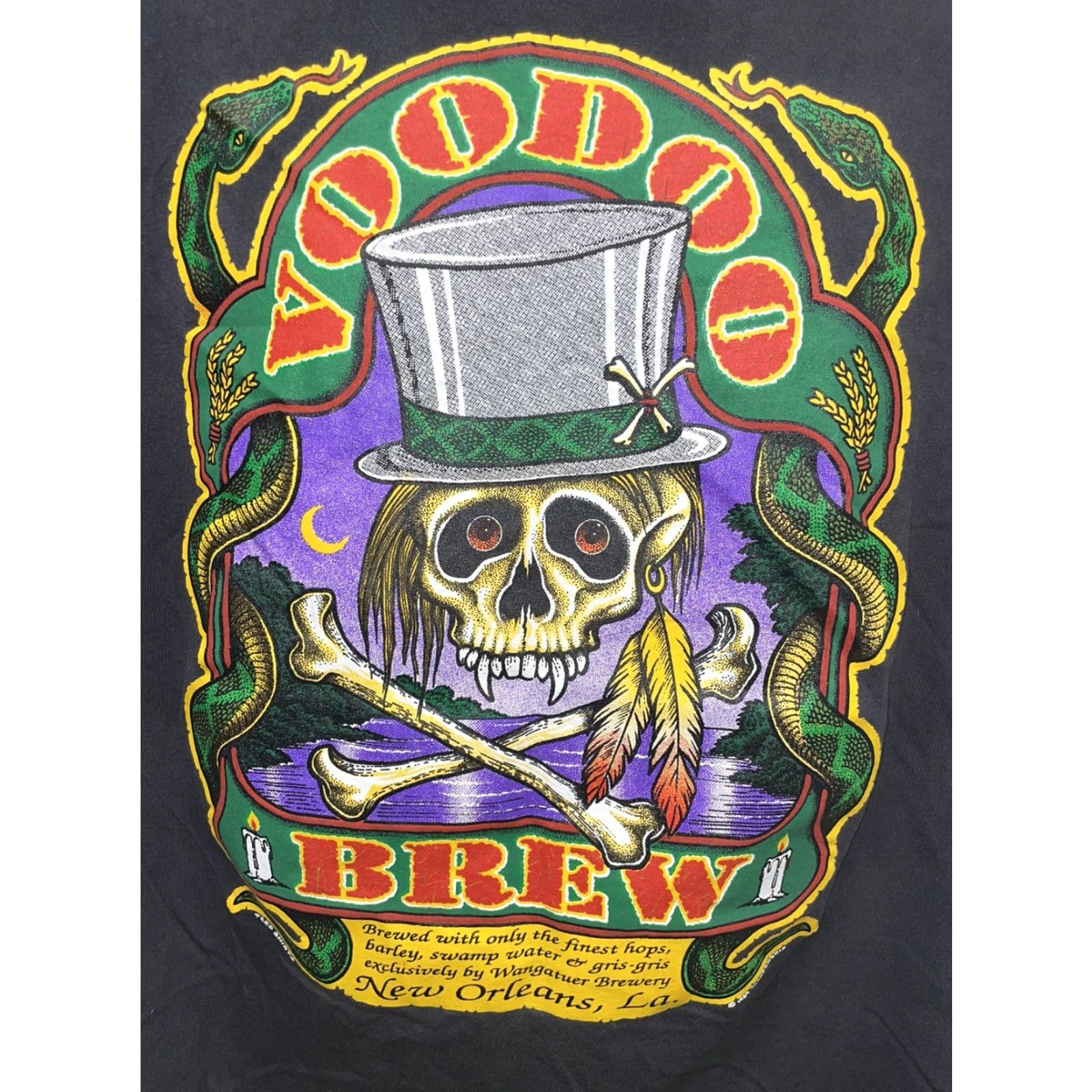 Vintage VINTAGE Miller VooDoo Brew Black Graphic T-Shirt USA Adult Large SINGLE STITCH Mens Size US L / EU 52-54 / 3 - 2 Thumbnail