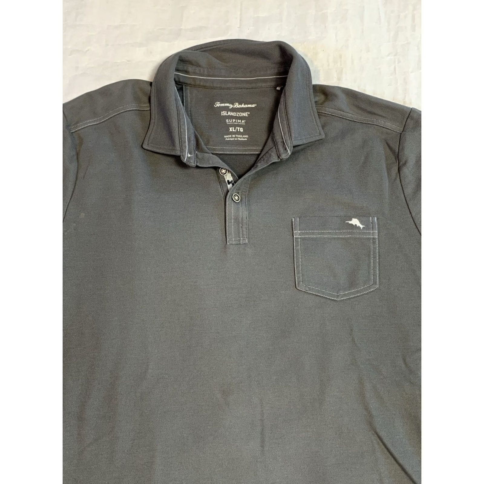 Tommy Bahama VINTAGE Tommy Bahama Island Zone Polo Shirt XL Gray | Cotton Blend Regular Fit, Short Sleeve, Button Collar, Logo Size US XL / EU 56 / 4 - 2 Thumbnail