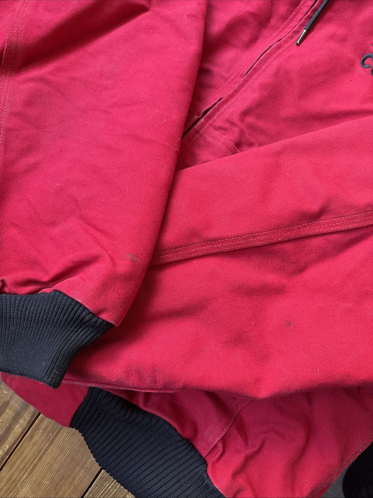 Carhartt Vintage 90s Carhartt J140 Red Hooded Work Jacket Size US L / EU 52-54 / 3 - 4 Thumbnail