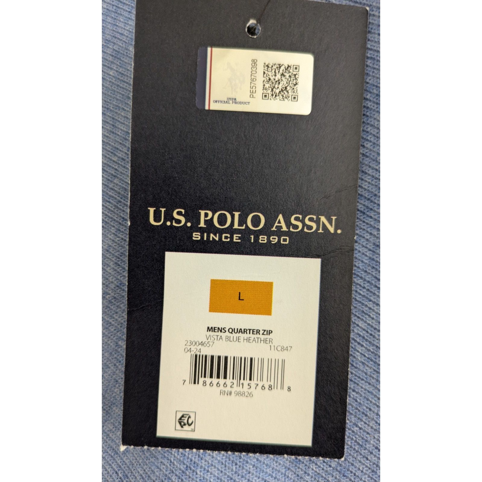 U.S. Polo Assn. Men's US Polo Assn 1/4 Zip Pullover Blue Large Sweater Size US L / EU 52-54 / 3 - 7 Thumbnail