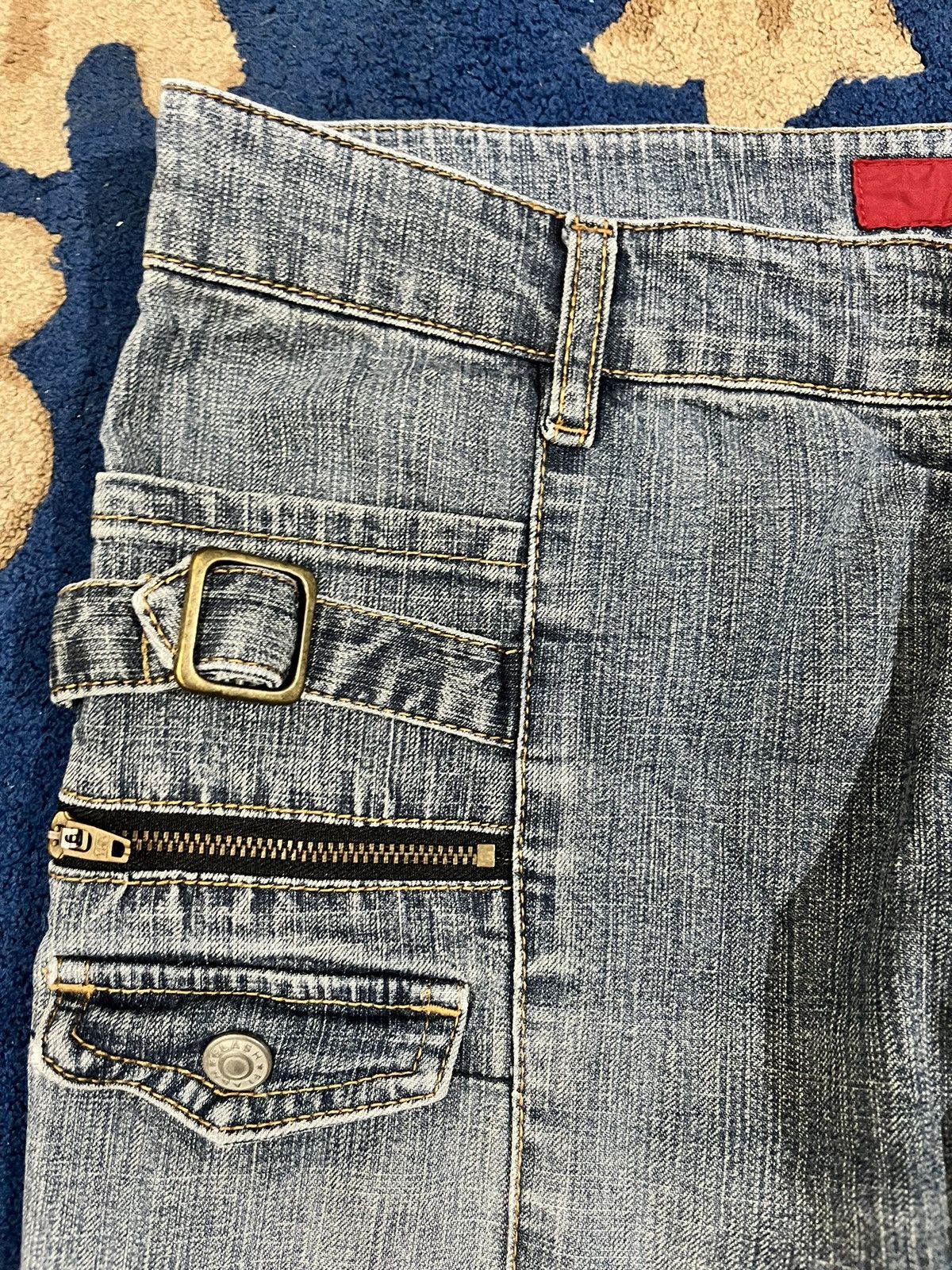 Fashion Victim Vintage Flash Cargo Punk Flare Soft Denim Size US 29 - 8 Thumbnail