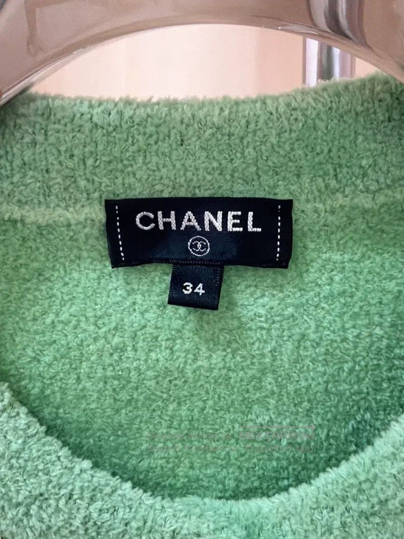 Chanel Chanel Avocado green chain knitted cardigan coat Size XXS / US 00 / IT 34 - 4 Thumbnail