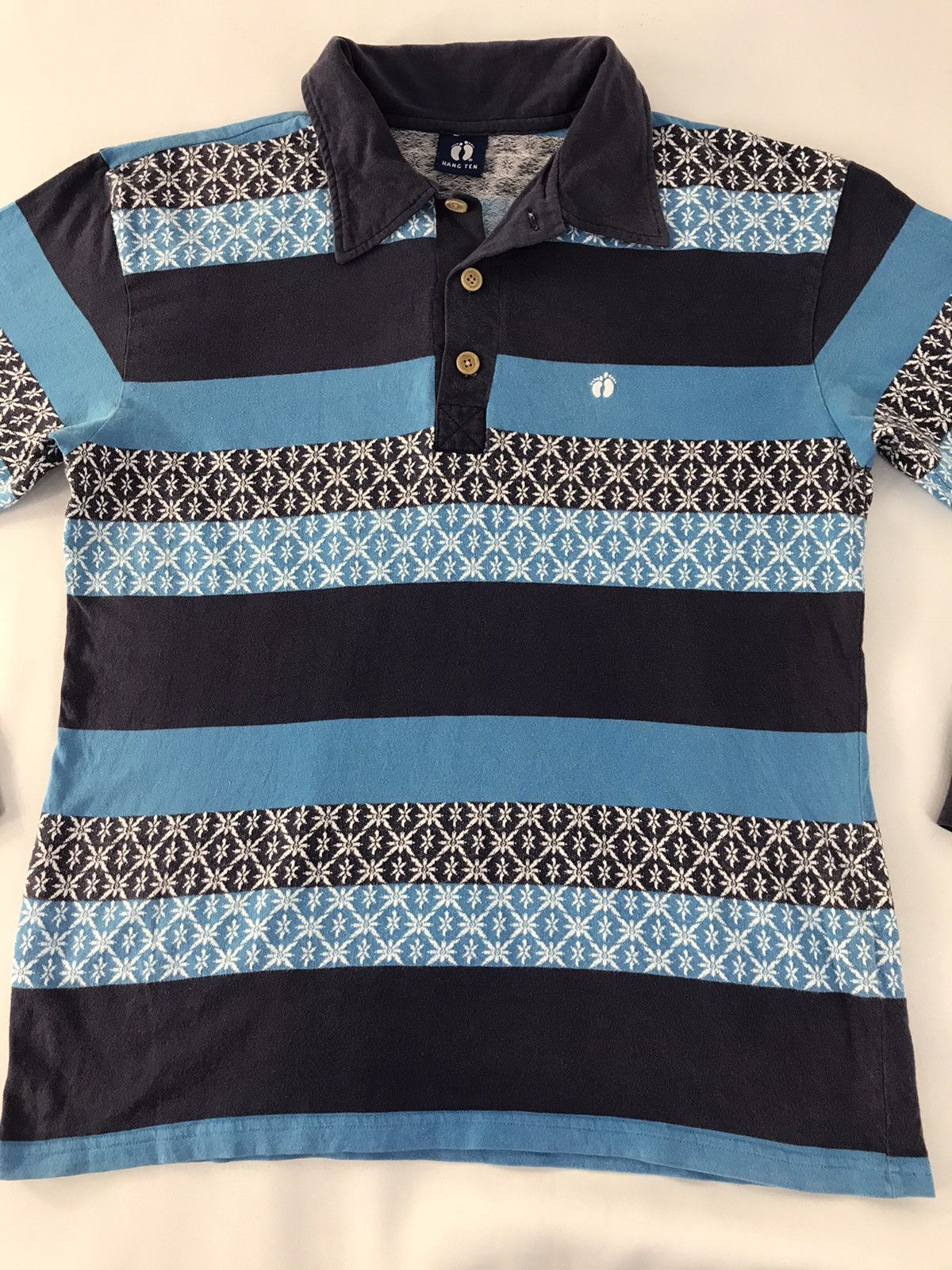 Hang Ten 90s Hang Ten Striped Longsleeve Polo Tee T-shirt Size US M / EU 48-50 / 2 - 3 Thumbnail