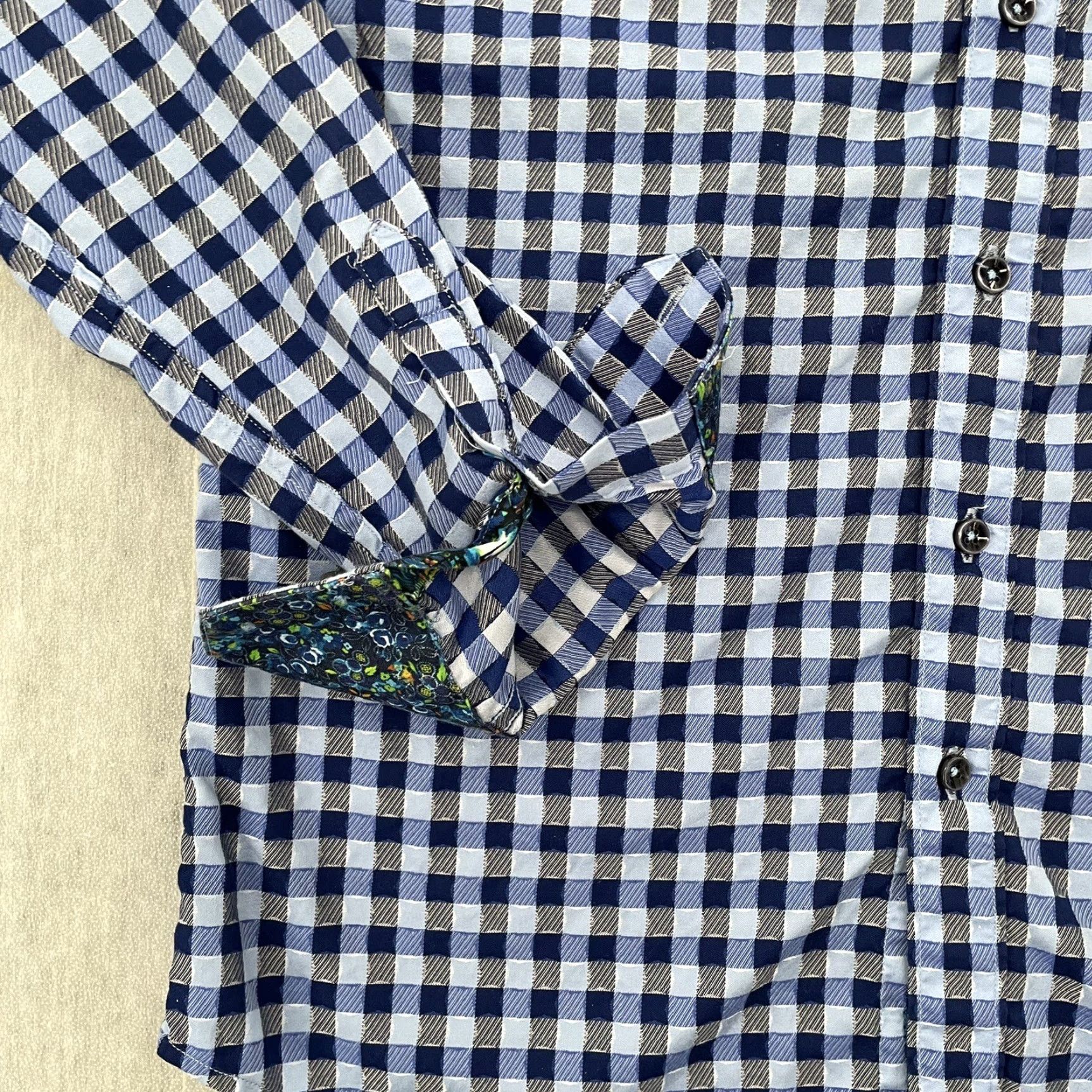 Robert Graham VINTAGE Robert Graham Shirt Men Adult Small Blue Gingham Plaid Long Sleeve Button Up Collared Size US S / EU 44-46 / 1 - 4 Thumbnail