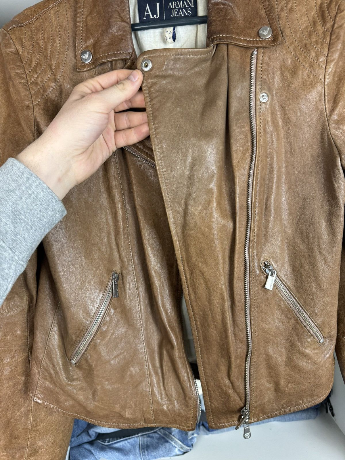 Armani Armani Jeans Women’s Leather Motorcycle Jacket Size M / US 6-8 / IT 42-44 - 10 Thumbnail