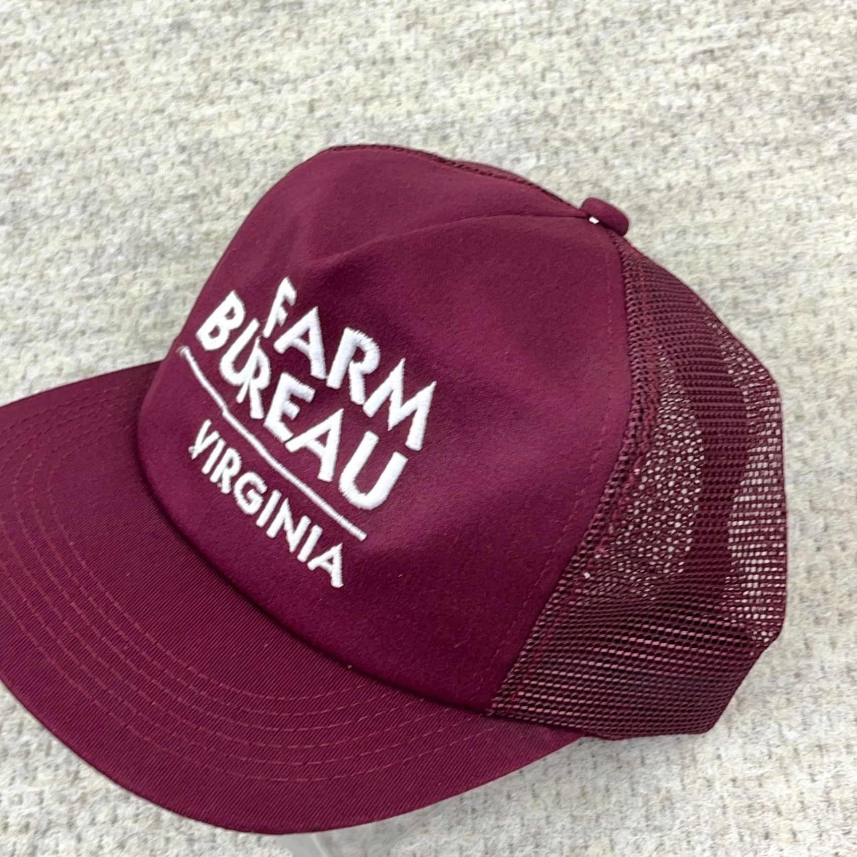 Vintage VINTAGE K Products Trucker Hat Cap Made In USA 80s Farm Bureau Virginia Maroon Size ONE SIZE - 3 Thumbnail