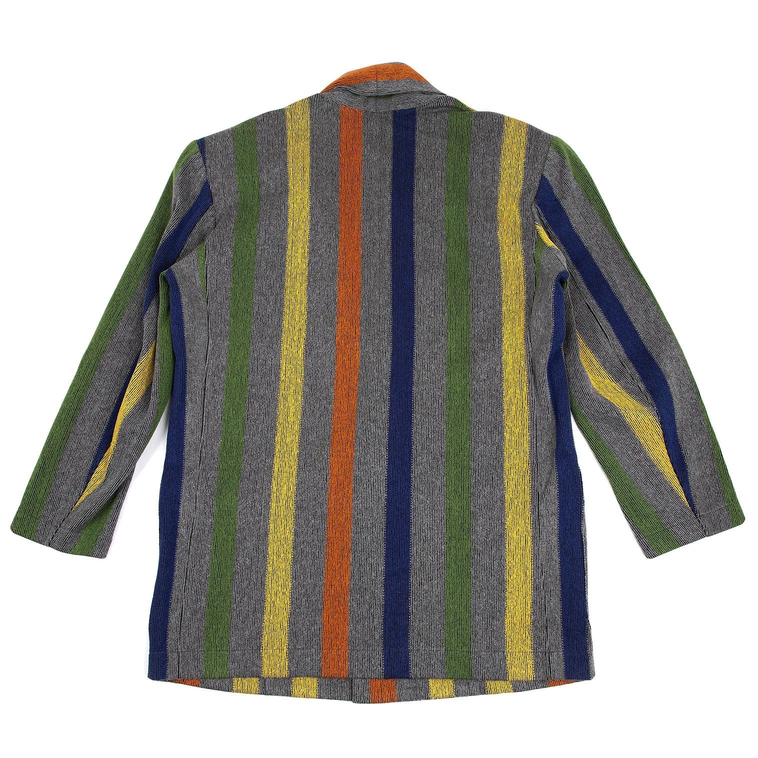 Issey Miyake Color Stripe Ribbed Shawl Collar Jacket Gray Multi M Size US M / EU 48-50 / 2 - 11 Thumbnail